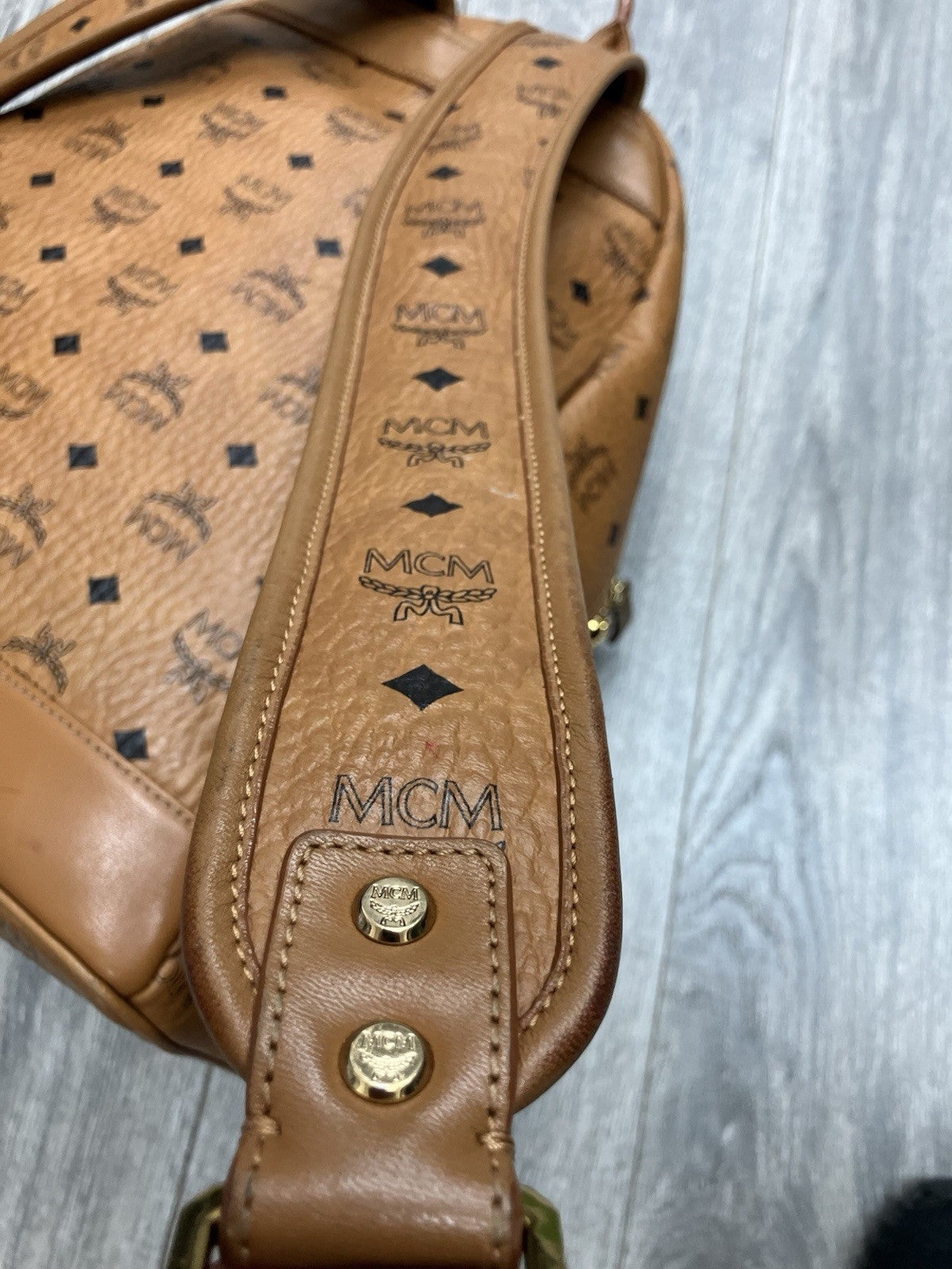 MCM Cognac Stark " M " Studded Backpack | GREAT CONDITION!