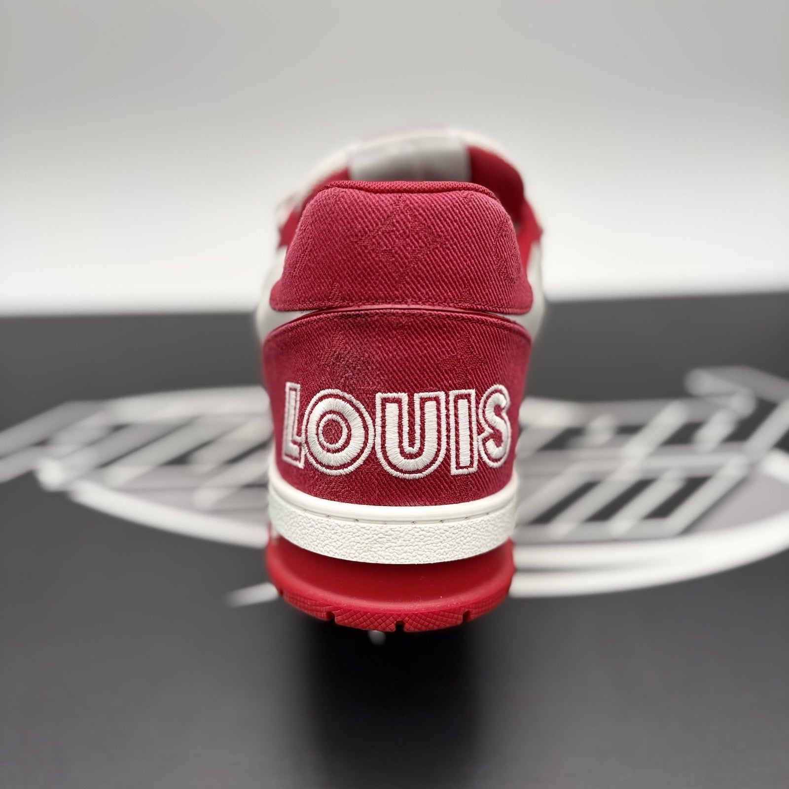 Size 9 LV (10-10.5 US) Louis Vuitton Trainer Strap ' Red, White ' | SUPER CLEAN!