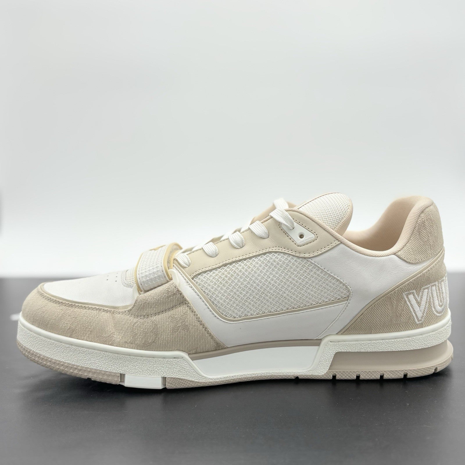 Size 12 LV (13-13.5 US) Louis Vuitton Trainer Strap ' Beige ' | GREAT CONDITION!