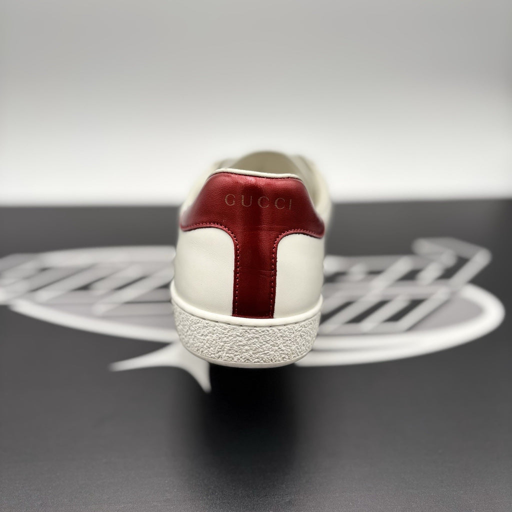 Size 7.5 G (8 US) - Gucci Ace Gucci Stripe ‘ White, Red ‘ | GREAT!