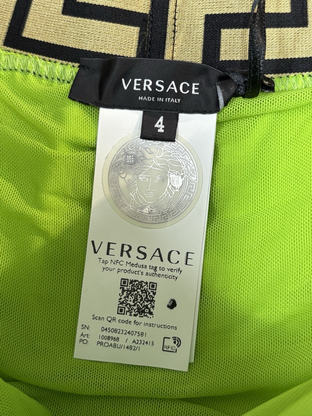 Size 4 - Versace Greca Border Boardshorts ' Green ' | NEW!