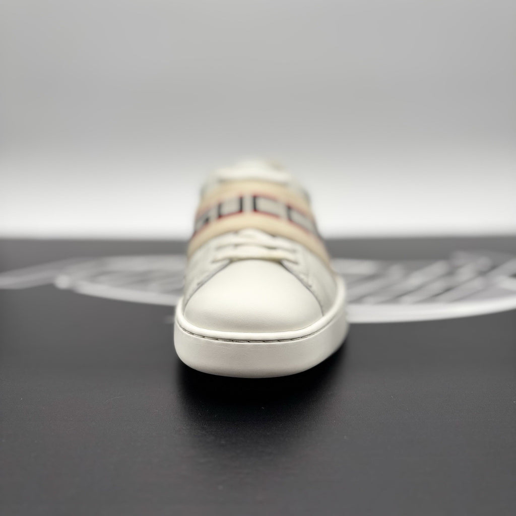 Size 7.5 G (8 US) - Gucci Ace Gucci Stripe ‘ White, Red ‘ | GREAT!