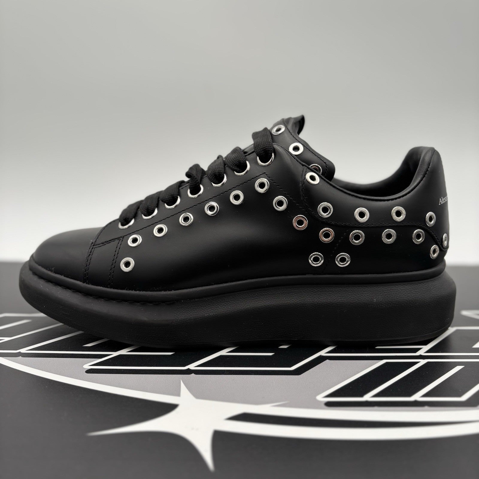 Size 43.5 (10.5 US) Alexander McQueen ' Black Silver Eyelets ' | GREAT COND!