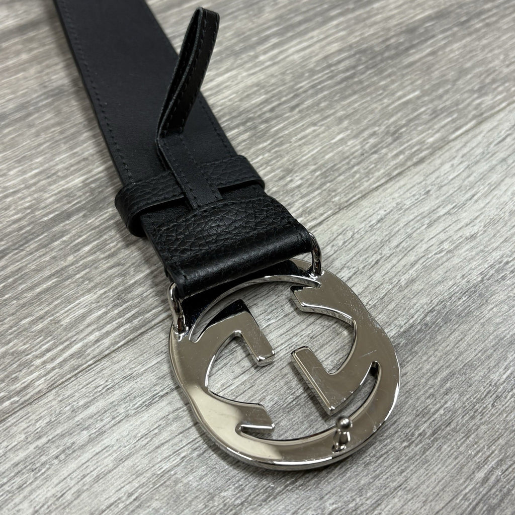 Gucci Belt GG Leather Interlocking Buckle ' Black ' | SUPER CLEAN!