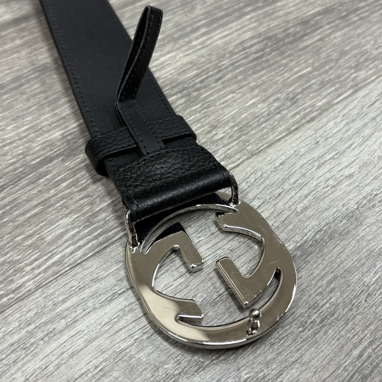 Gucci Belt GG Leather Interlocking Buckle ' Black ' | SUPER CLEAN!