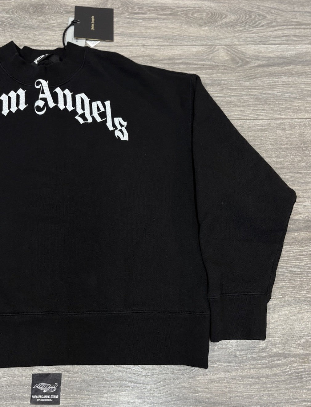 Size Medium - Palm Angels GD Curved Logo Crew Crewneck Sweater ' Black ' | NEW!