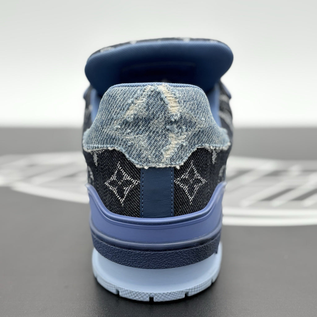 Size 8.5 LV (9.5-10 US) Louis Vuitton Trainer ' Monogram Blue Denim ' | CLEAN!
