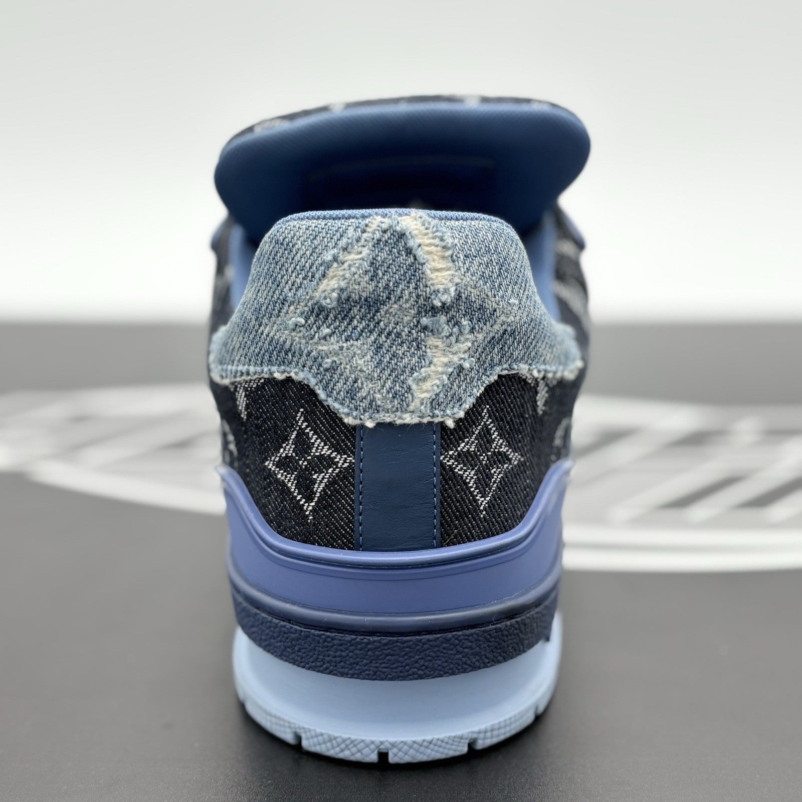 Size 8.5 LV (9.5-10 US) Louis Vuitton Trainer ' Monogram Blue Denim ' | CLEAN!