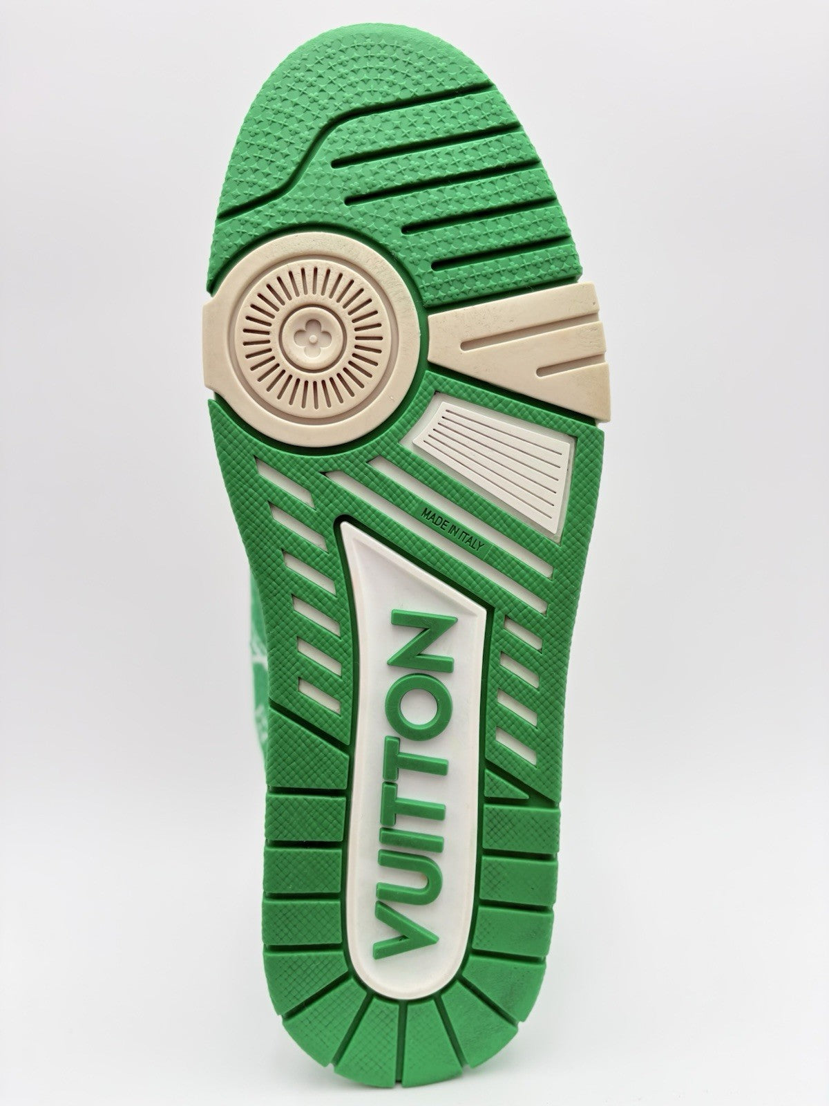 Size 8.5 LV (9.5-10 US) Louis Vuitton Trainer ' Green White Monogram ' | GREAT!
