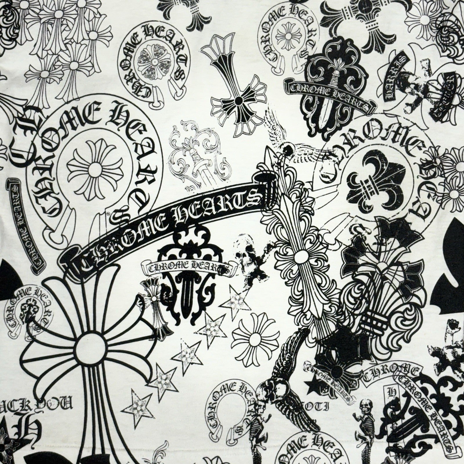 Size Small - Chrome Hearts All Over Logo Stencil T-Shirt ' White ' | RARE!
