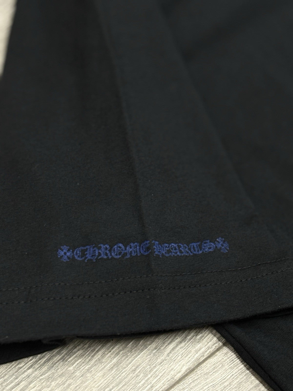 Size Large - Chrome Hearts Blue Neck Logo T-Shirt ' Black ' | BRAND NEW!