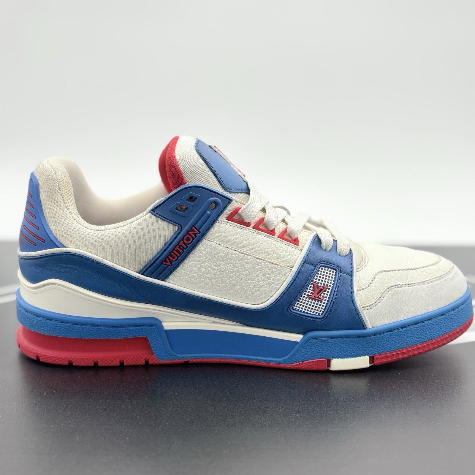 Size 9.5 LV (10.5-11 US ) Louis Vuitton Trainer ' White Red Blue ' | GOOD COND