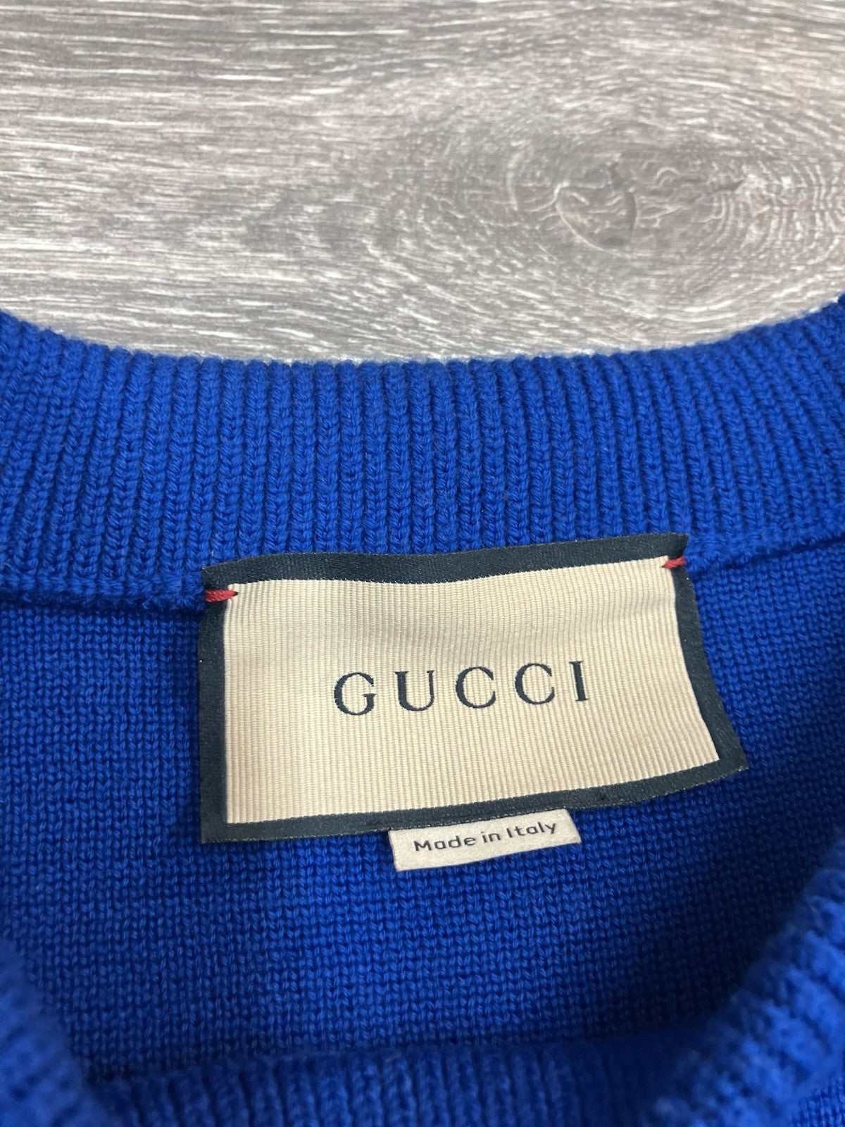 Size Medium - Gucci Knit Wool Sweater With Square GG ' Blue White ' | EXCELLENT!
