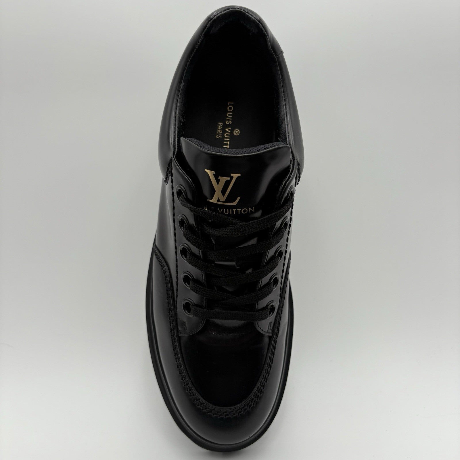 Size 7 LV (8-8.5 US) Louis Vuitton Leather Derby Sneaker ' Black ' | SUPER CLEAN