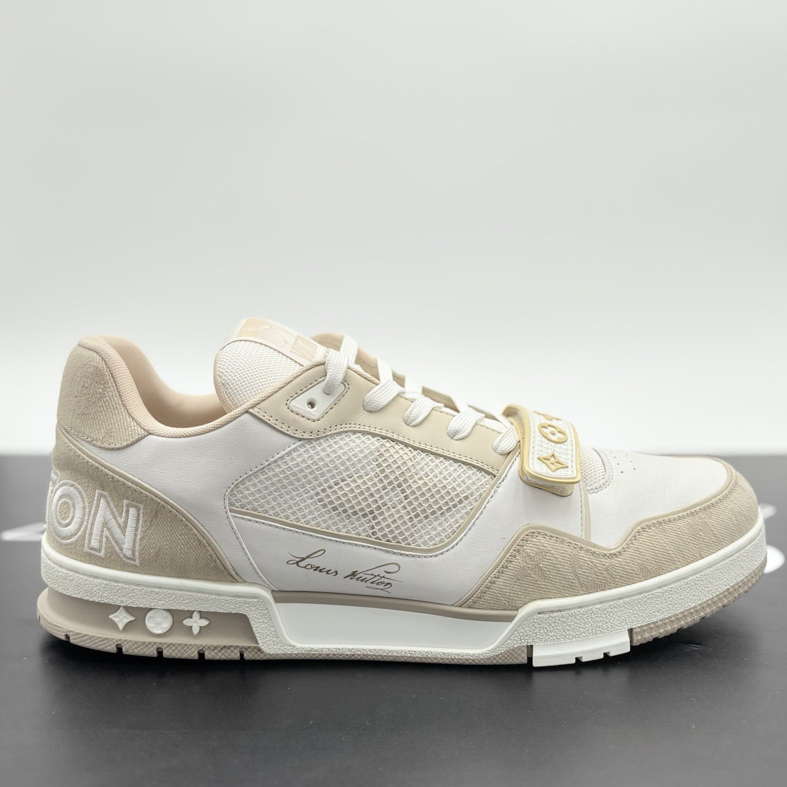 Size 12 LV (13-13.5 US) Louis Vuitton Trainer Strap ' Beige ' | GREAT CONDITION!