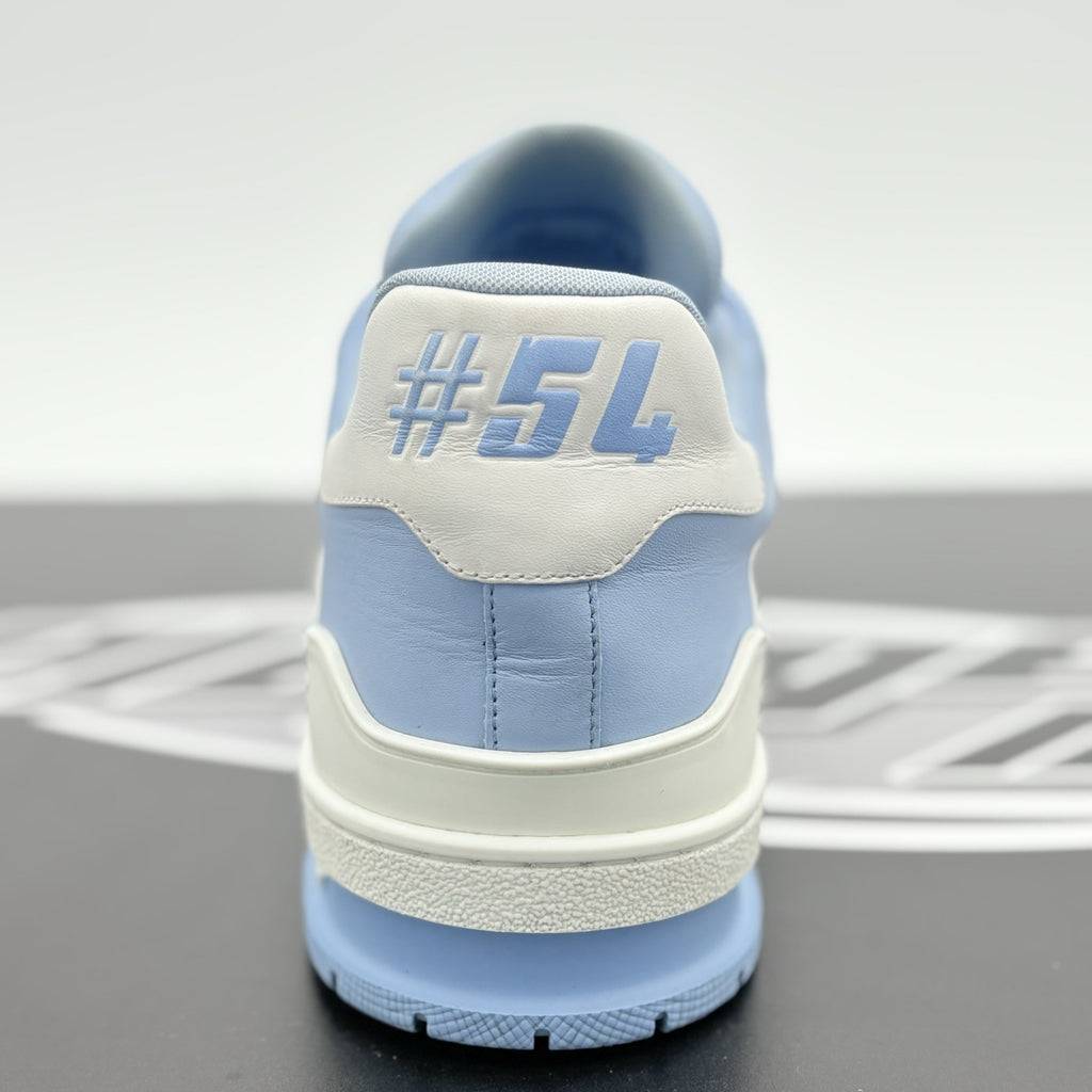 Size 9 LV (10-10.5 US ) Louis Vuitton Trainer ' White Light Blue ' | GREAT COND!