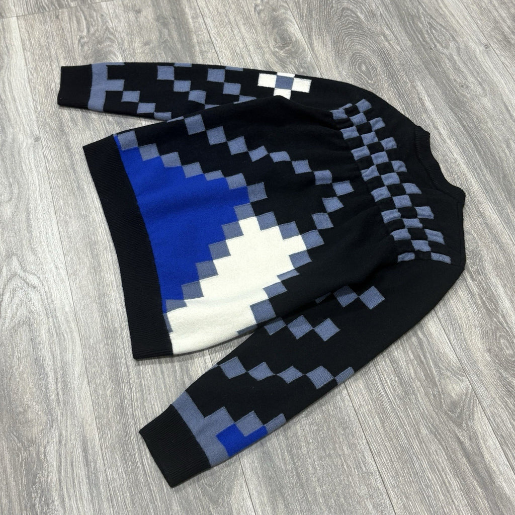 Size L - Louis Vuitton Fair Isle Macro Knit Sweater ' Black Blue ' | SUPER CLEAN