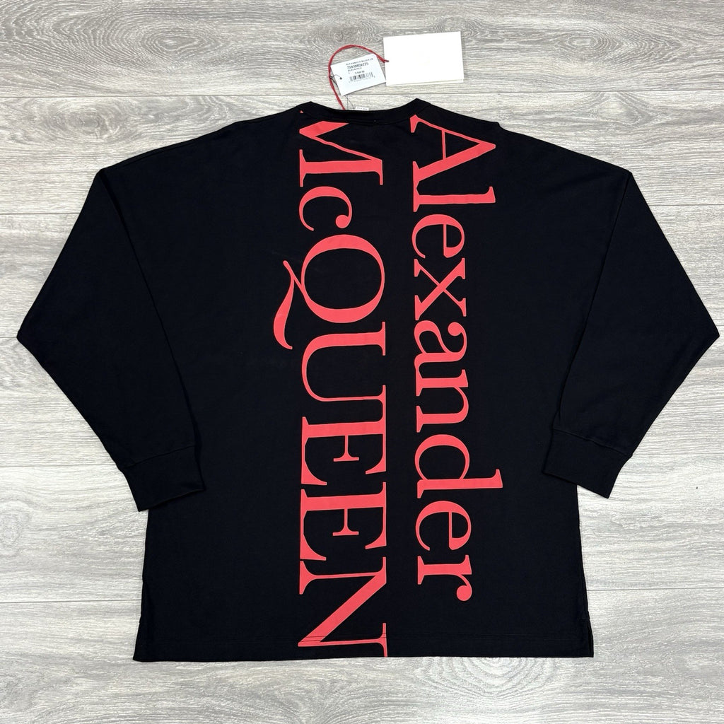 Size L - Alexander McQueen Printed Logo Long Sleeve Shirt ' Black Red ' | NEW!
