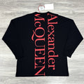 Size L - Alexander McQueen Printed Logo Long Sleeve Shirt ' Black Red ' | NEW!