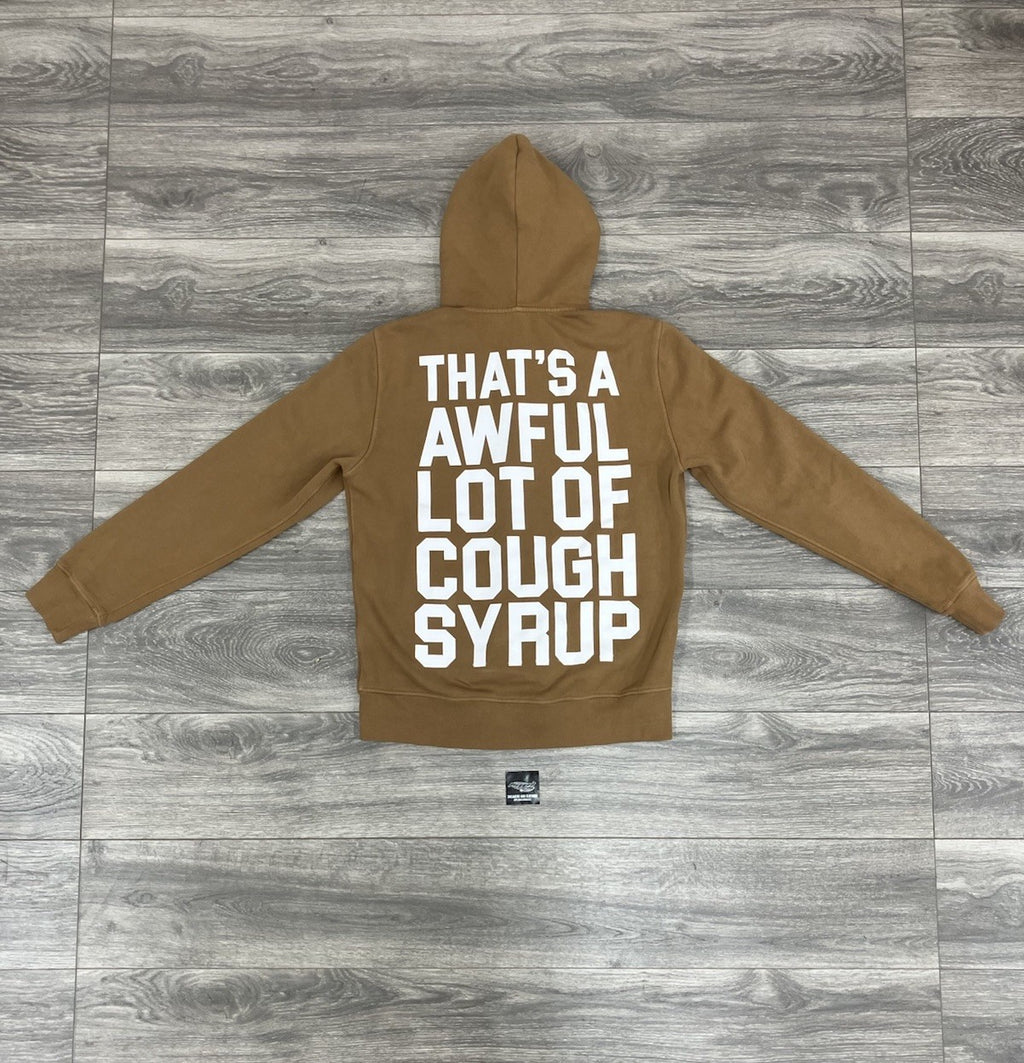 Size M - Thats A Awful Lot Of Cough Syrup Zip Up Hoodie ' Brown ' | NEW!