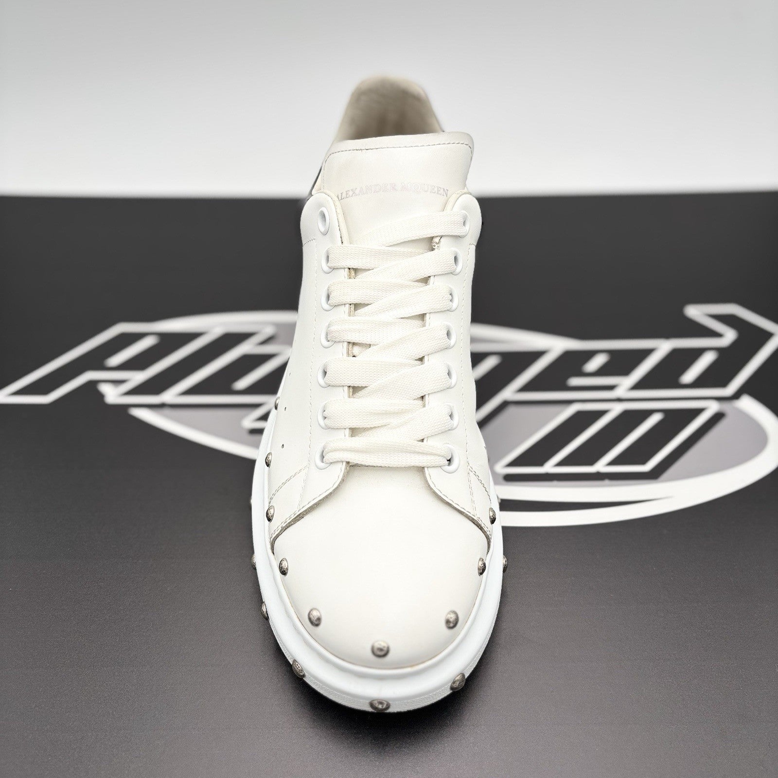 Size 44 (11 US) - Alexander McQueen Front Studded  ' White, Black ' | GREAT!