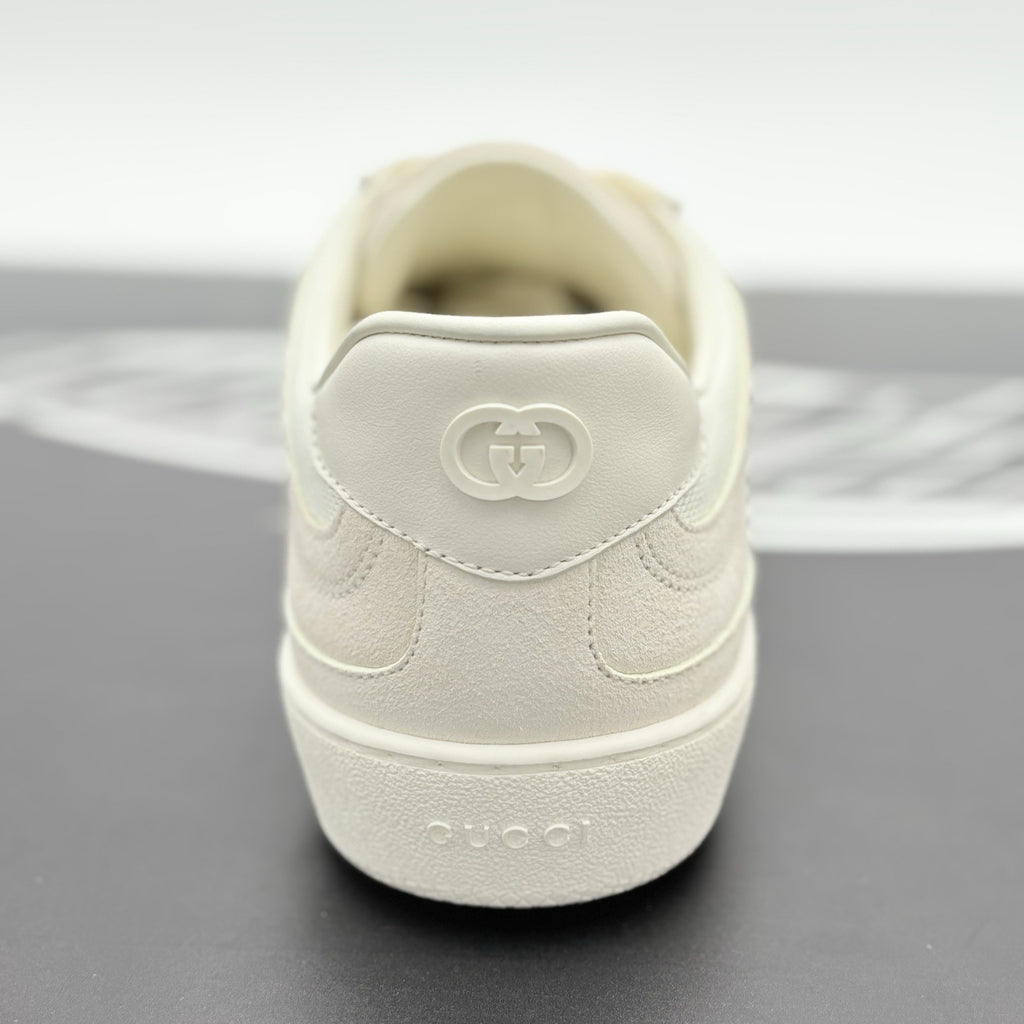 Size 9.5 G (10 US) Gucci G75 Interlocking G Suede Sneaker ' Beige White ' | NEW!