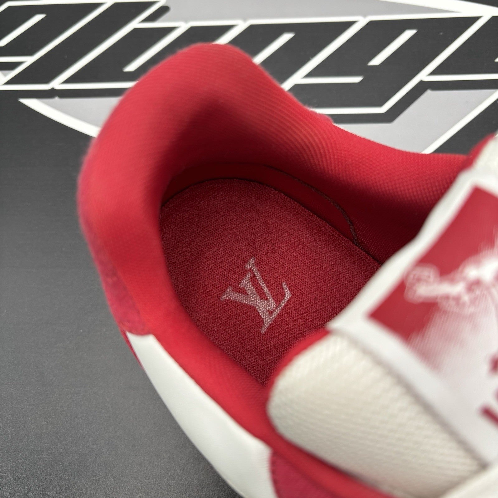 Size 9 LV (10-10.5 US) Louis Vuitton Trainer Strap ' Red, White ' | SUPER CLEAN!