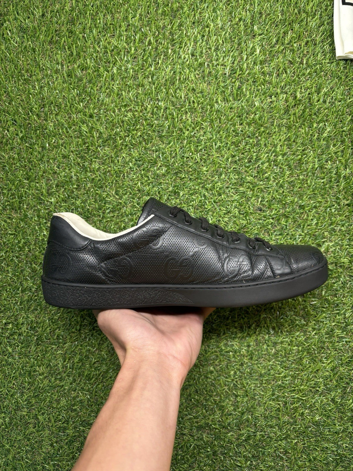 Size 9.5 G (10 US) - Gucci Ace GG ' Black ' | GOOD CONDITION!