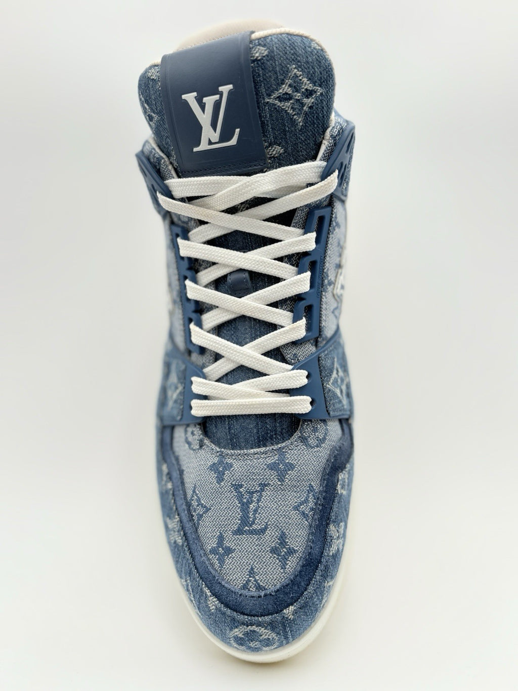 Size 8.5 LV (9.5-10 US) Louis Vuitton Denim Mid Trainer ' Blue ' | SUPER CLEAN!