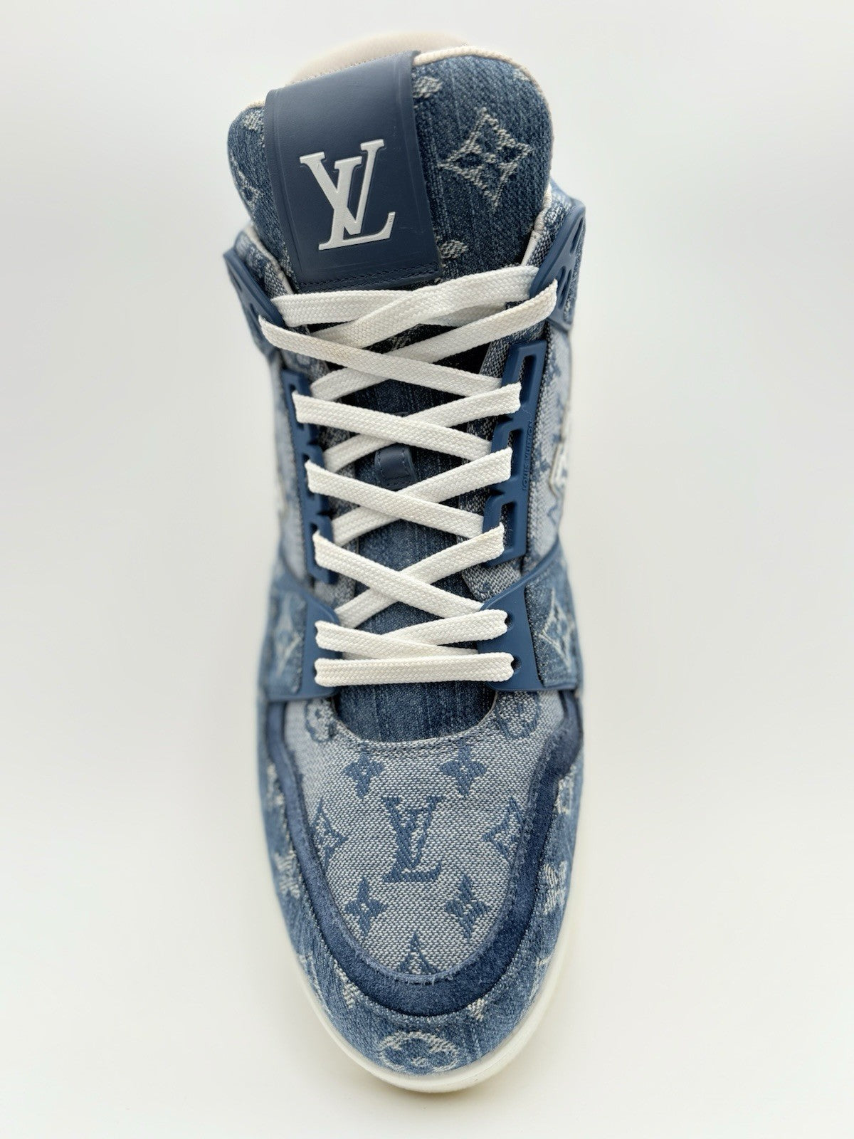 Size 8.5 LV (9.5-10 US) Louis Vuitton Denim Mid Trainer ' Blue ' | SUPER CLEAN!