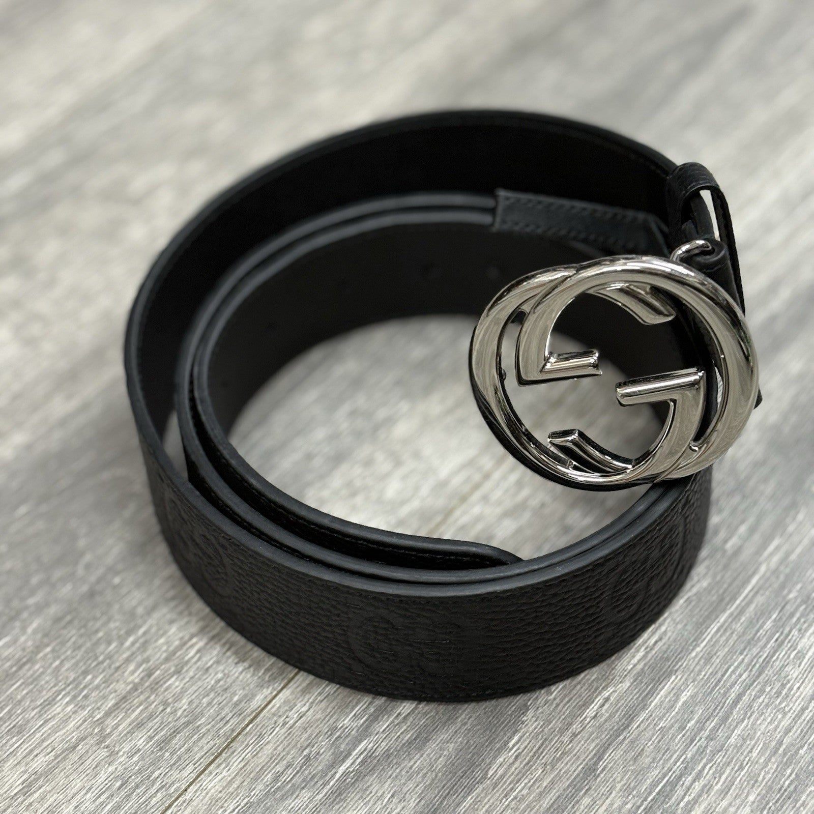 Gucci Belt GG Leather Interlocking Buckle ' Black ' | SUPER CLEAN!