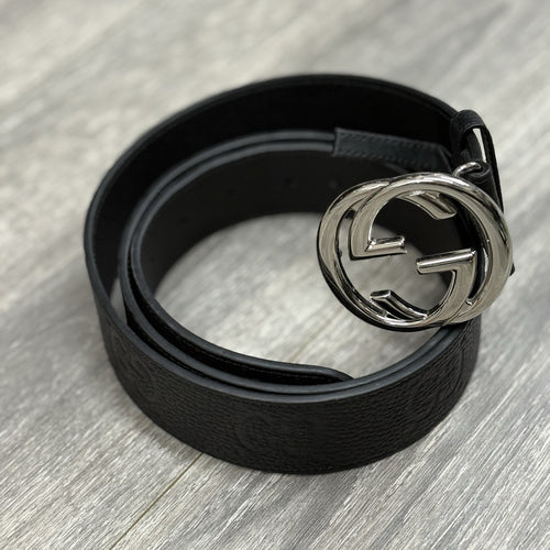 Gucci Belt GG Leather Interlocking Buckle ' Black ' | SUPER CLEAN!