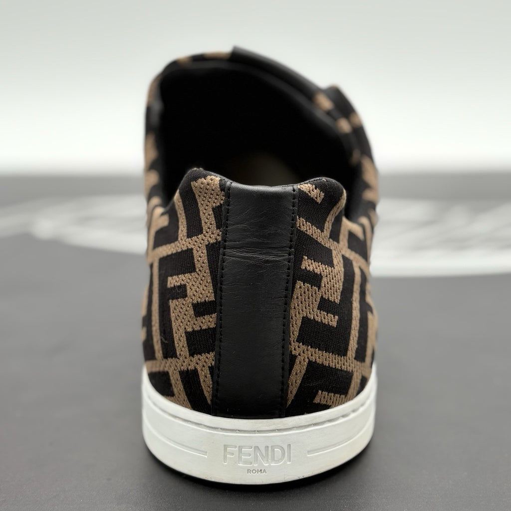 Size 11 UK (12 US) Fendi FF Motif Lace Up Low Top ' Almond Black ' | SUPER CLEAN