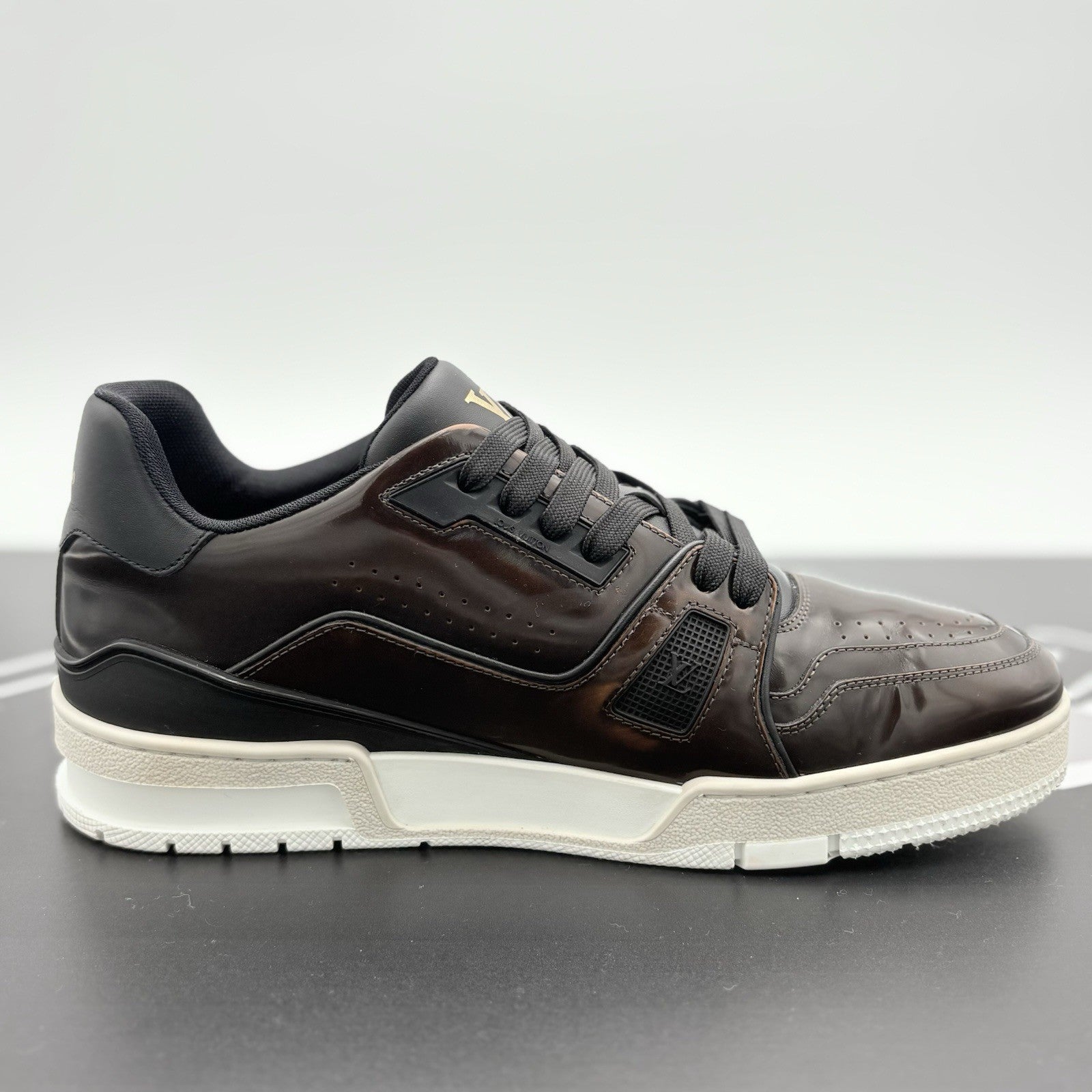 Size 7.5 LV (8.5-9 US) Louis Vuitton Trainer ' Brown Patent ' | SUPER CLEAN!