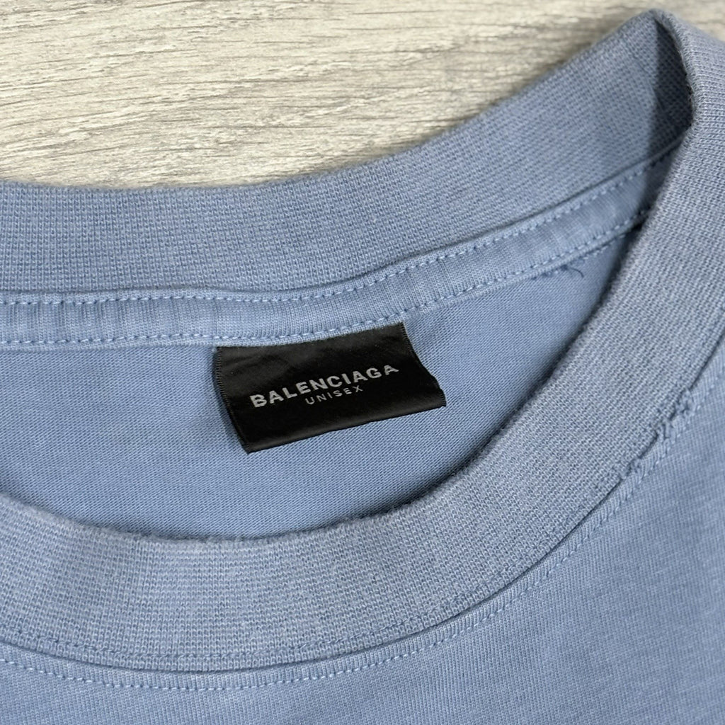 Size L - Balenciaga Burning Unity Oversized T-Shirt ' Blue ' | SUPER CLEAN!