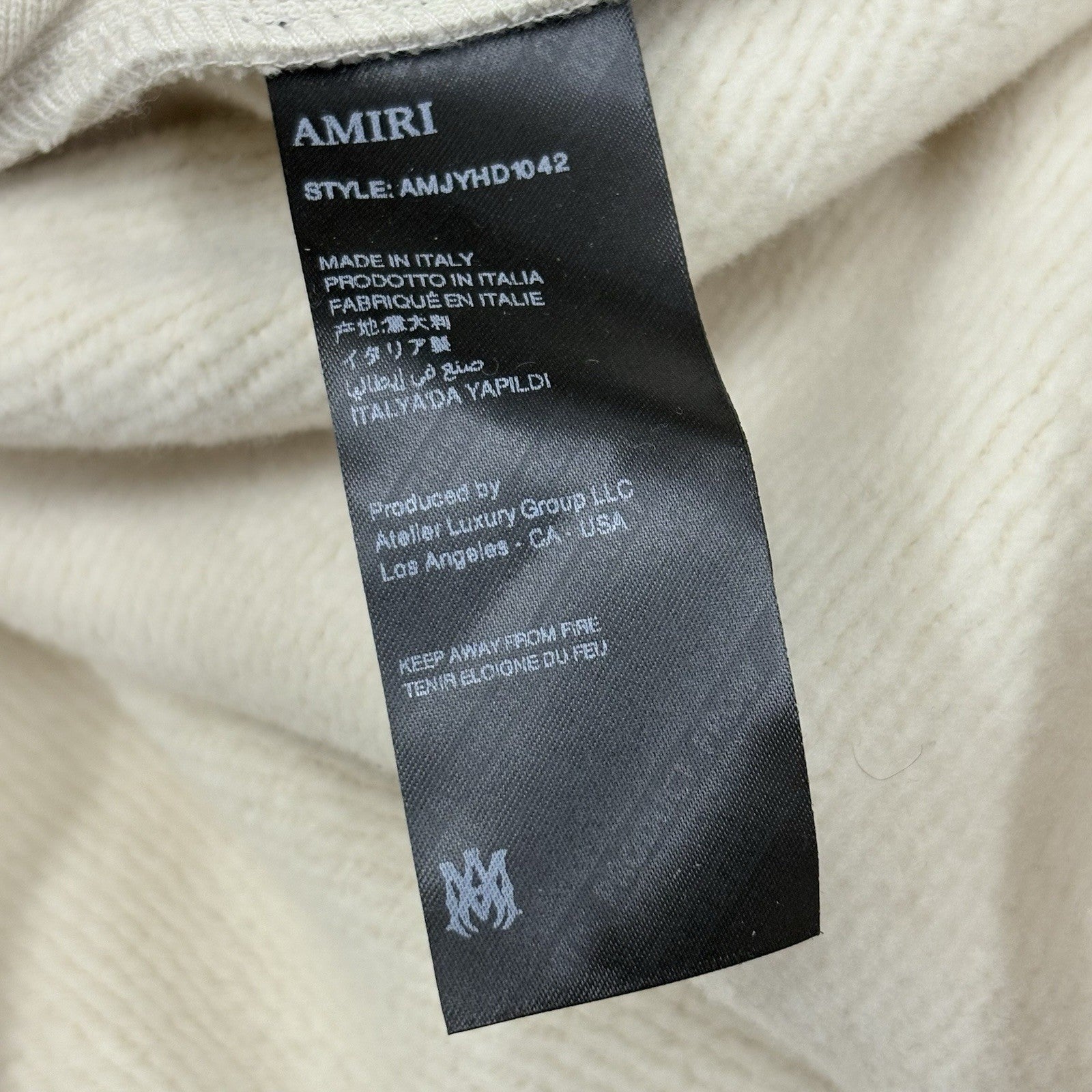 Size M - Amiri Embroidered Logo Hoodie ' Beige ' | GREAT CONDITION!