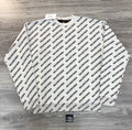 Size Small - Balenciaga All Over Logo Knit Crewneck ' White Black ' | BRAND NEW!
