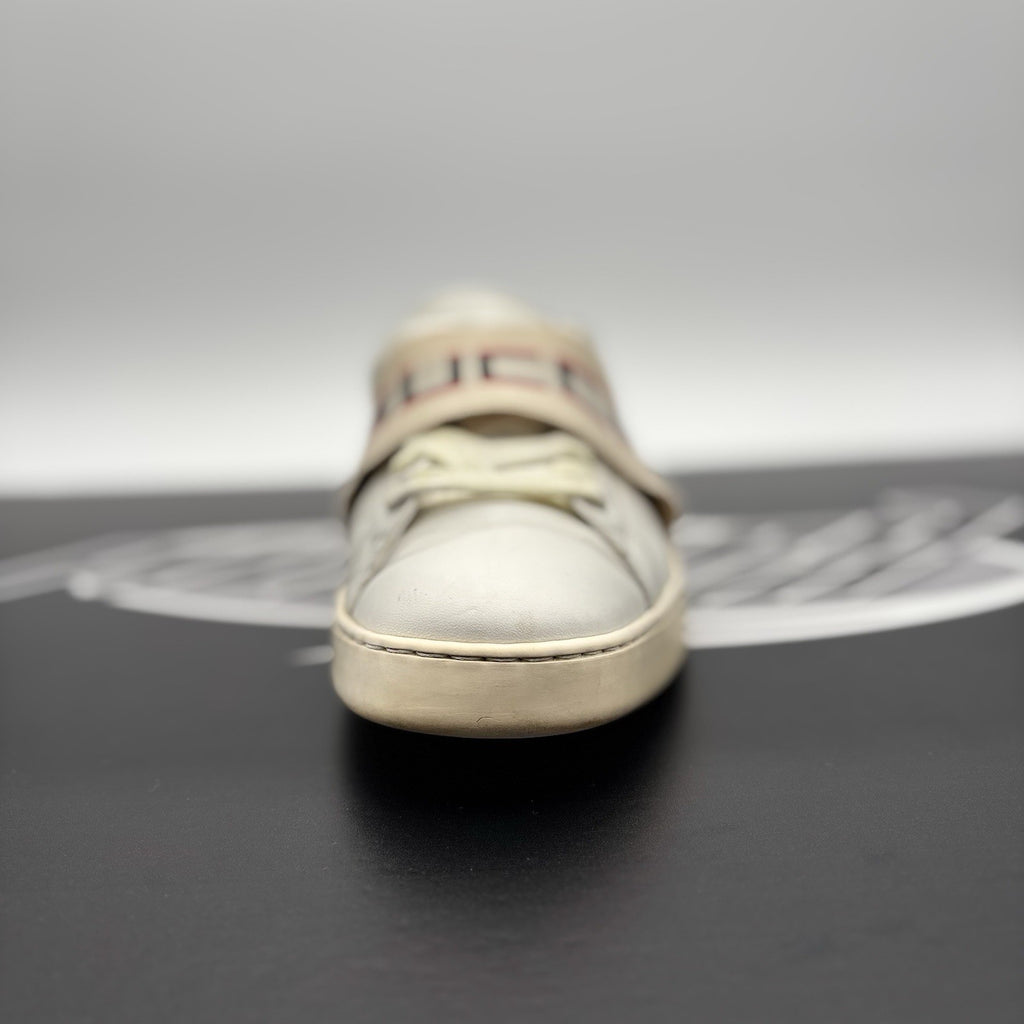 Size 9 G (9.5 US) - Gucci Ace Leather  With Strap ' White '