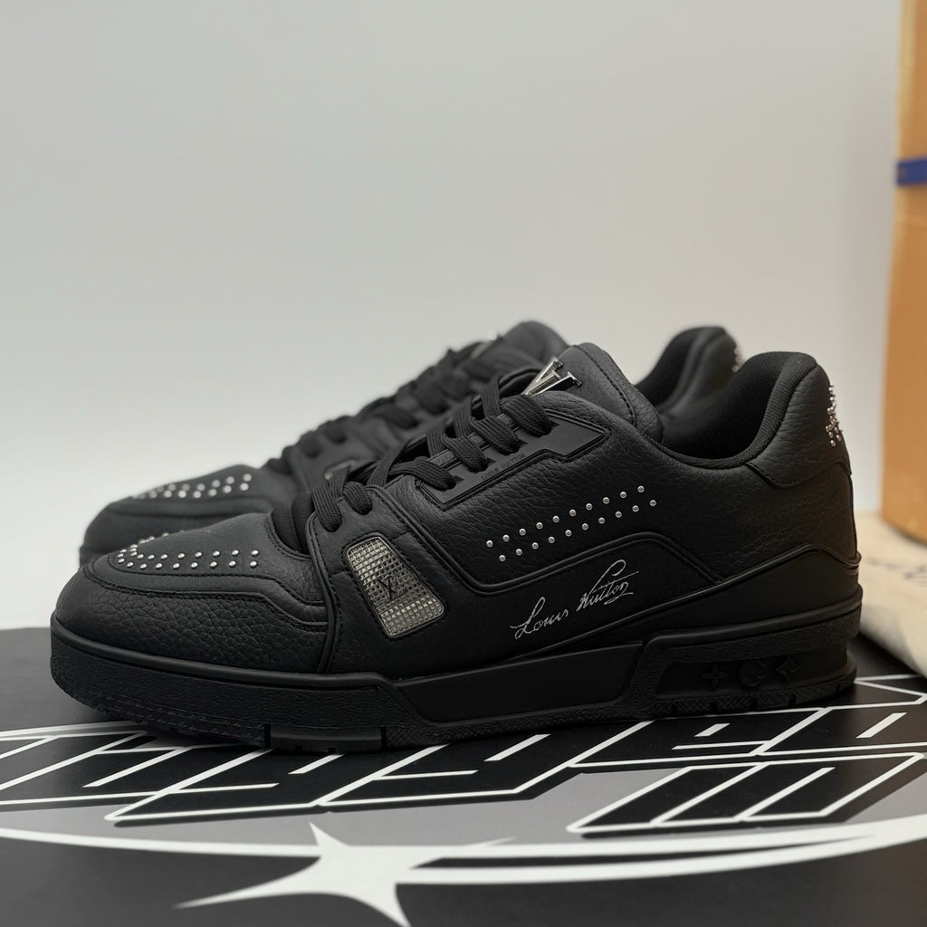 Size 8 LV (9-9.5 US) Louis Vuitton Studded Trainer ' Black ' | SUPER CLEAN!