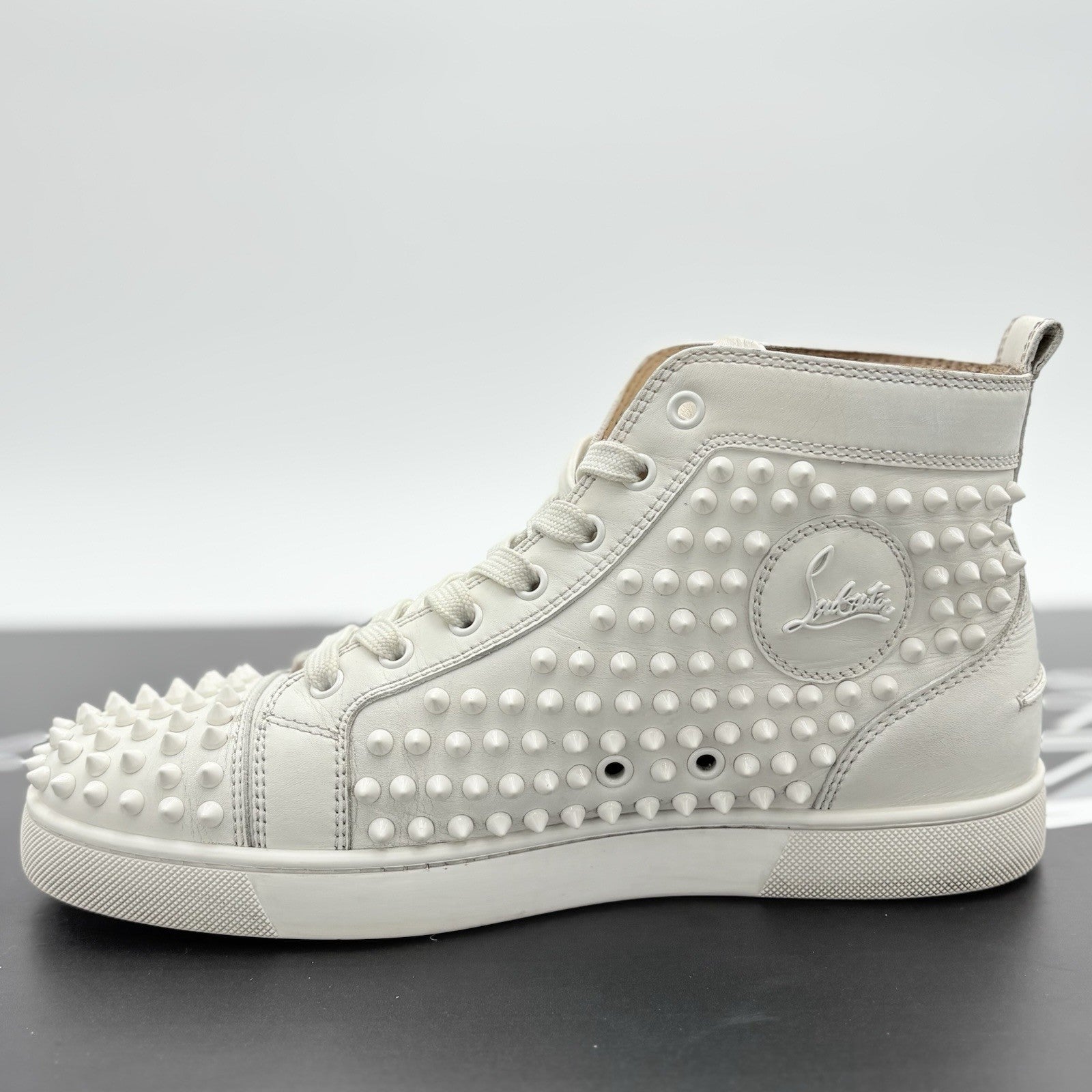 Size 41 (8 US) - Christian Louboutin Flat Spikes ' White ' | GOOD CONDITION!