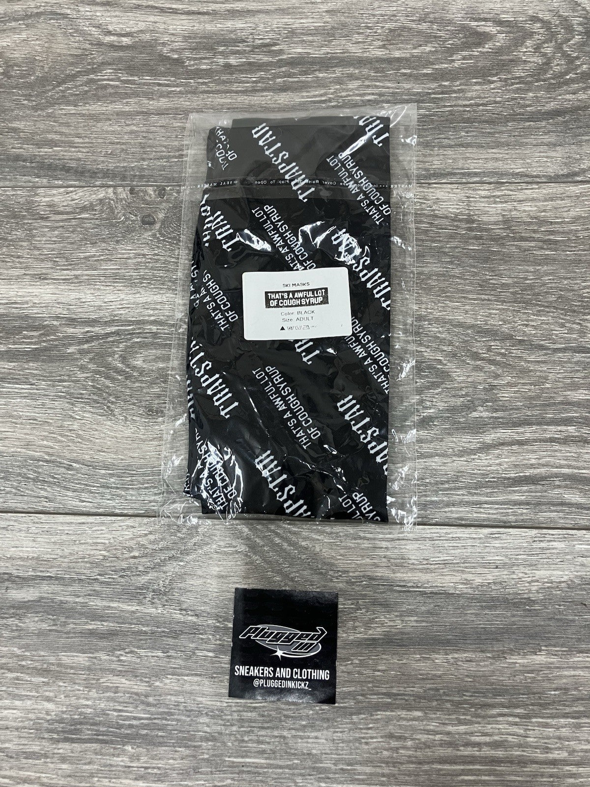 Thats A Awful Lot Of Cough Syrup x Trapstar Ski Mask ' Black, White ' | NEW!