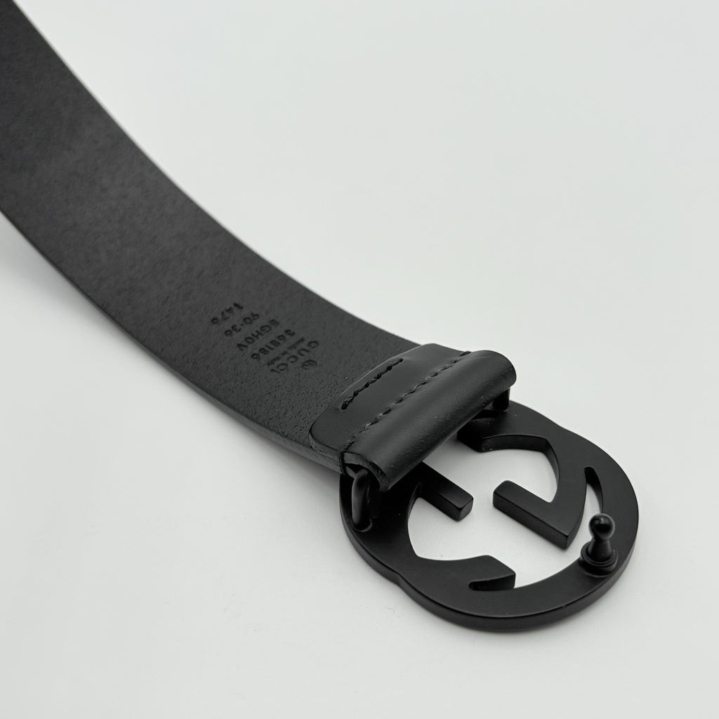 Gucci Belt GG Leather Interlocking Buckle ' Black ' | ONLY WORN 1-3x !