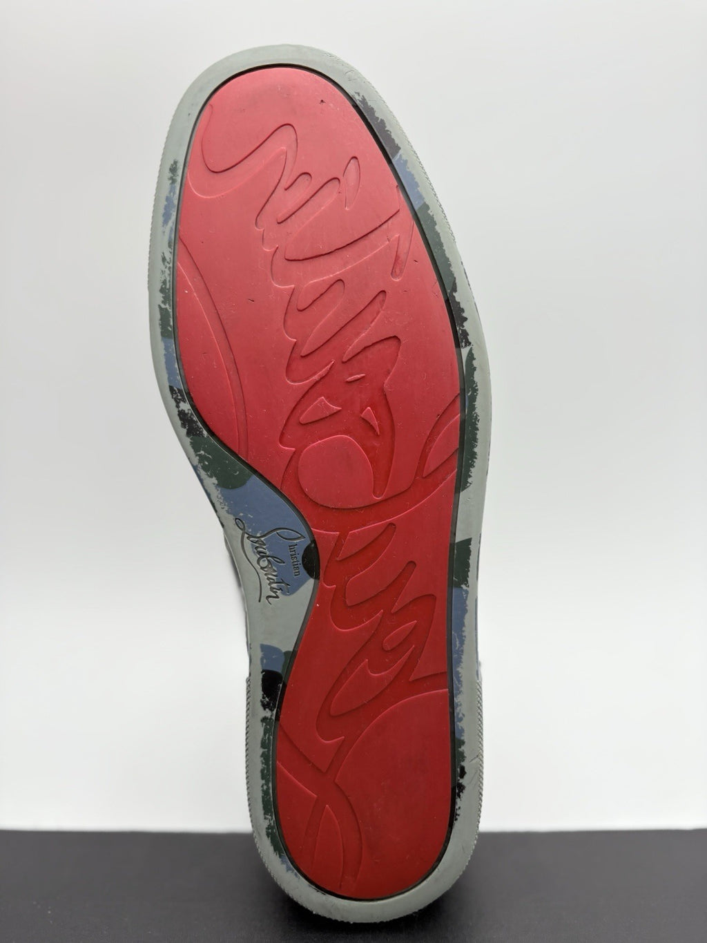 Size 41 (8 US) Christian Louboutin Louis Junior Spikes Camouflage Print | GOOD