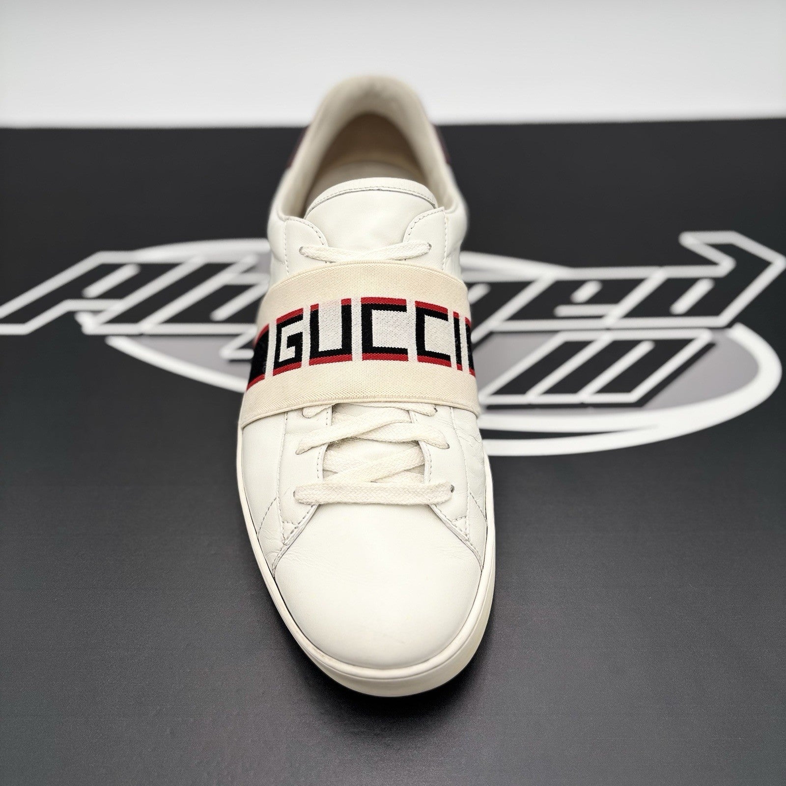 Size 11 G (11.5 US) - Gucci Ace Gucci Stripe ‘ White, Red ‘