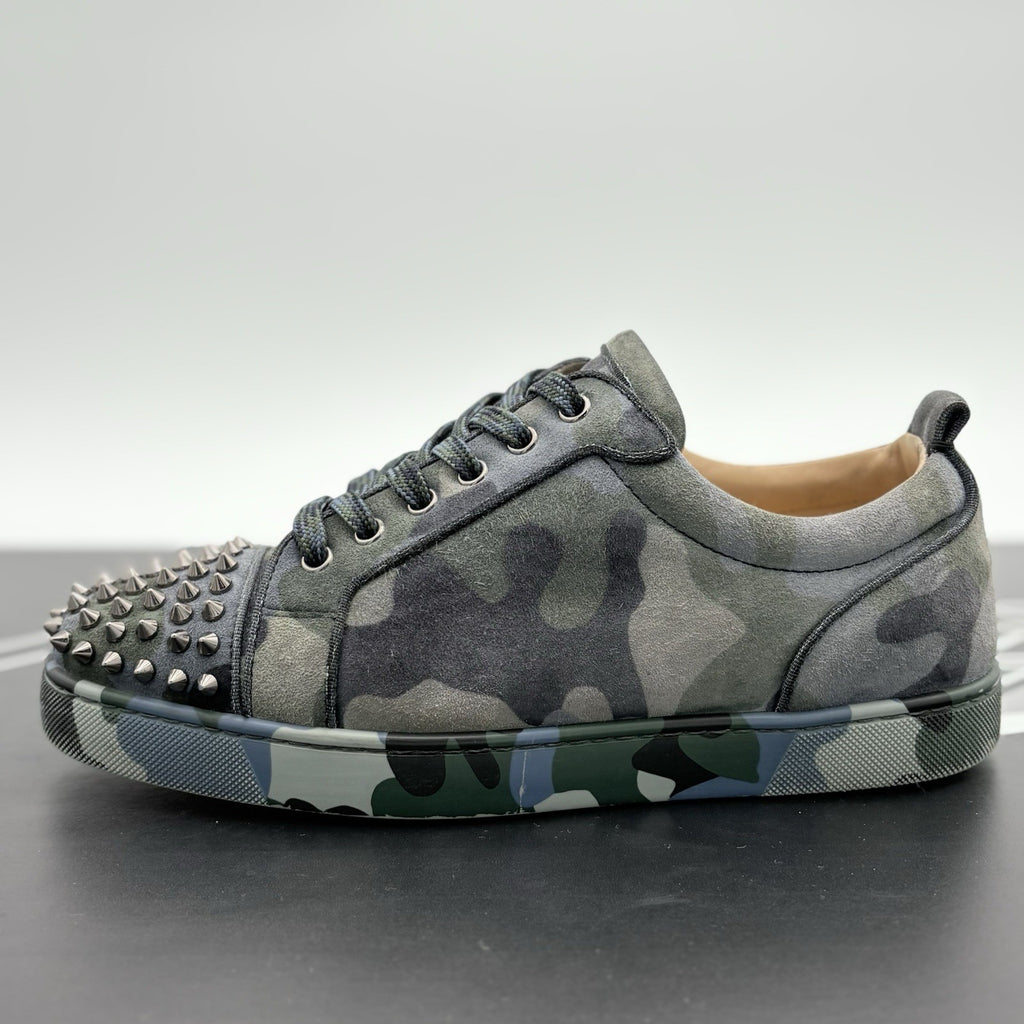 Size 41 (8 US) Christian Louboutin Louis Junior Spikes Camouflage Print | GOOD
