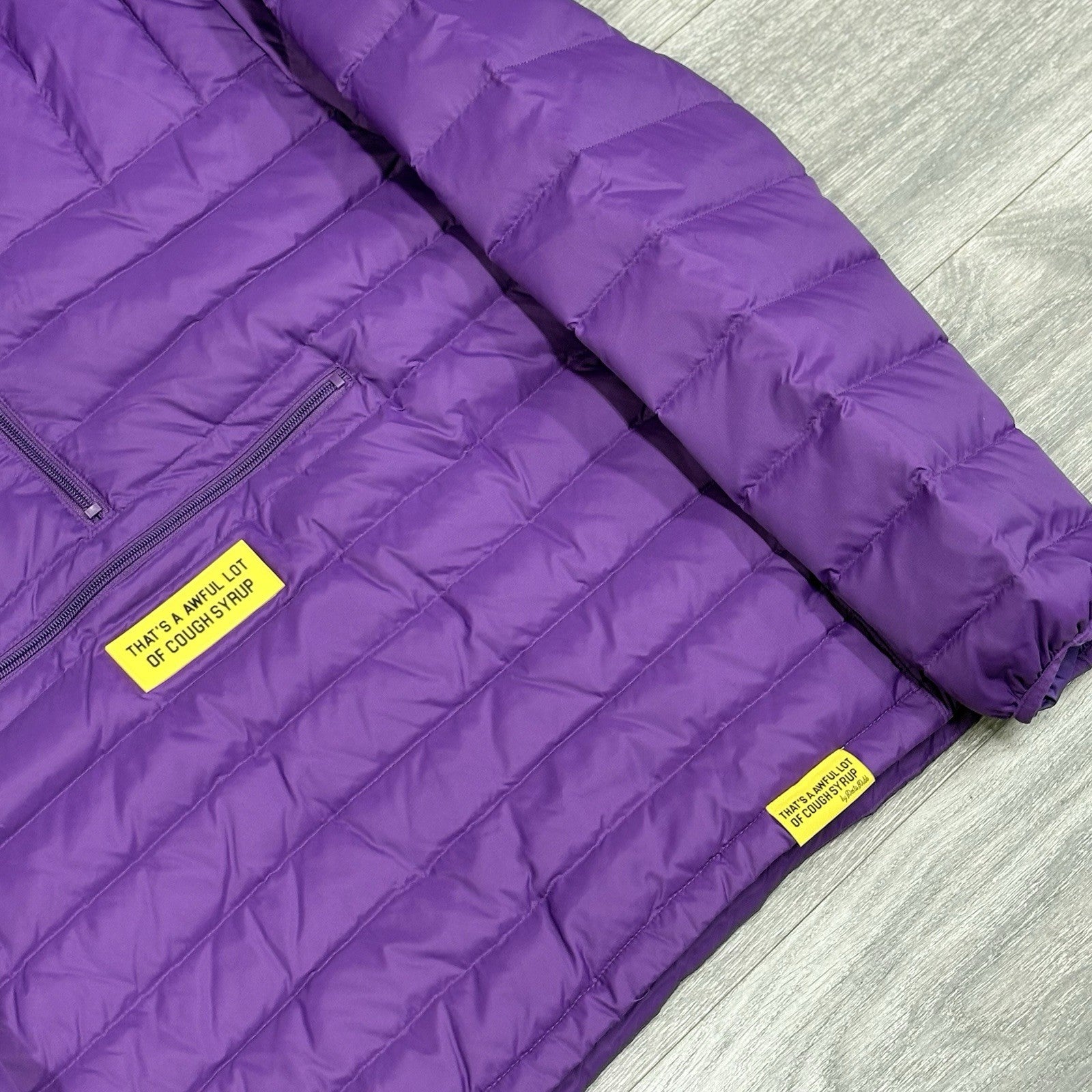 Size S - That's A Awful Lot of Cough Syrup Puffer Jacket ' Purple ' | BRAND NEW!
