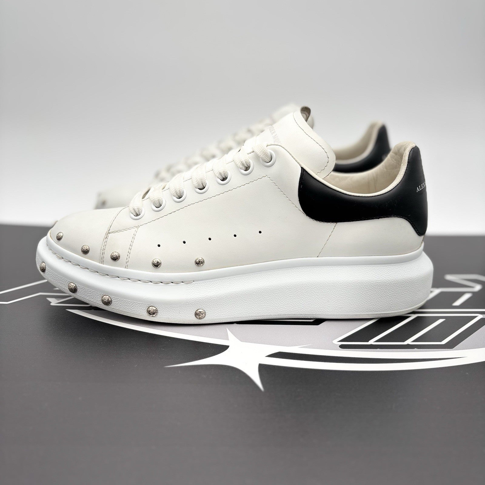 Size 44 (11 US) - Alexander McQueen Front Studded  ' White, Black ' | GREAT!