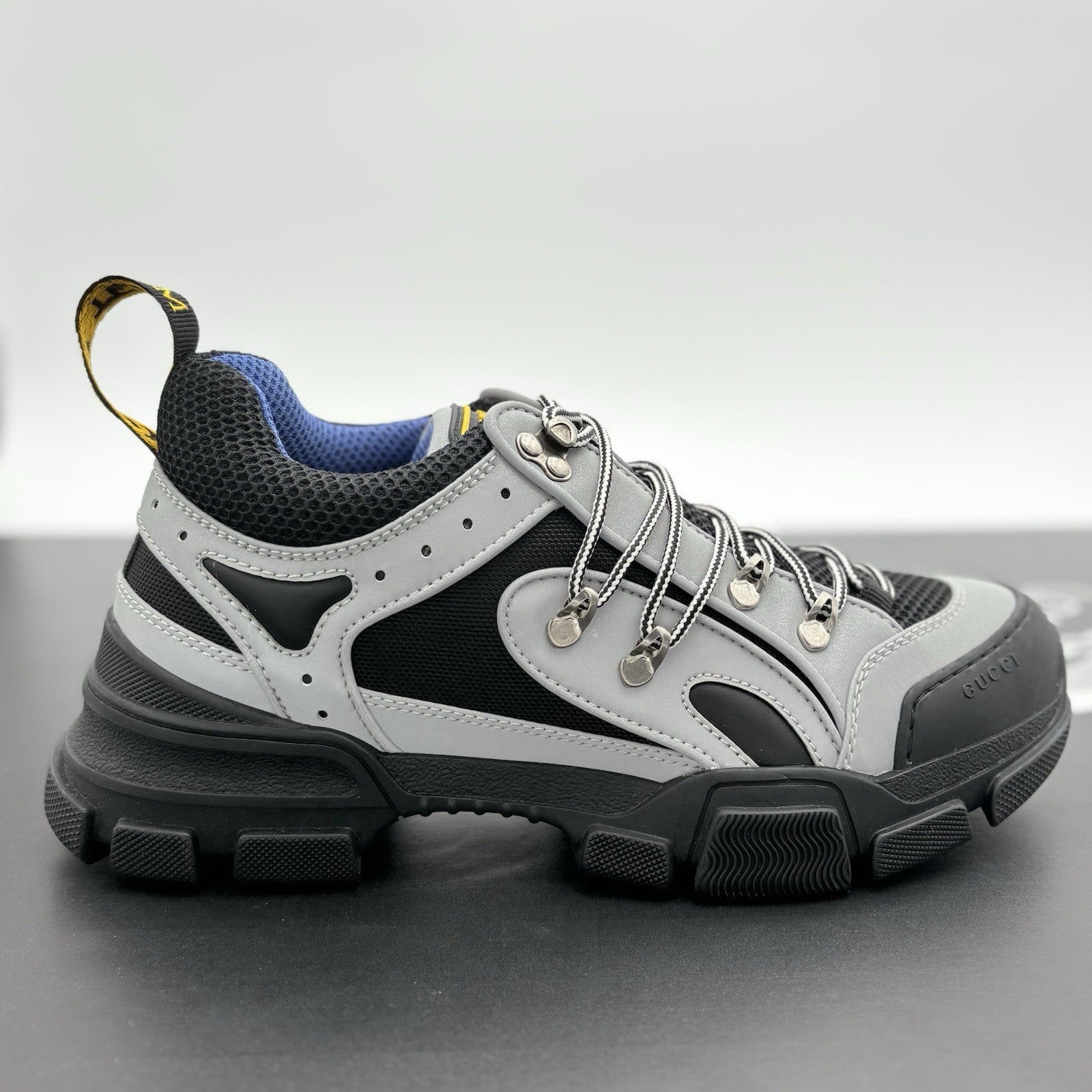 Size 8 G (8.5 US) - Gucci Flashtrek SEGA ' Reflective Grey ' | NEW!