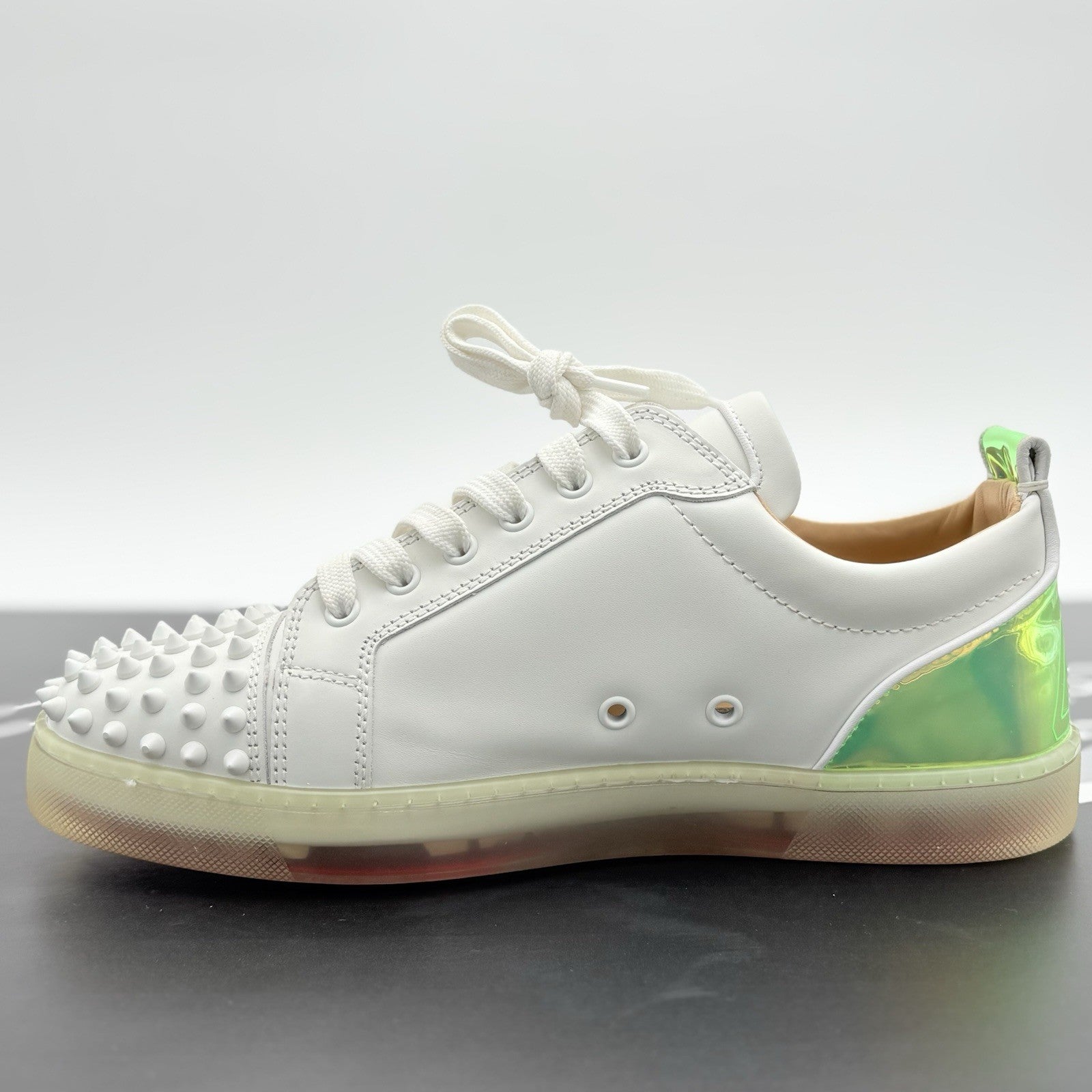 Size 42 (9 US) - Christian Louboutin Spikes ' White Iridescent ' | SUPER CLEAN!