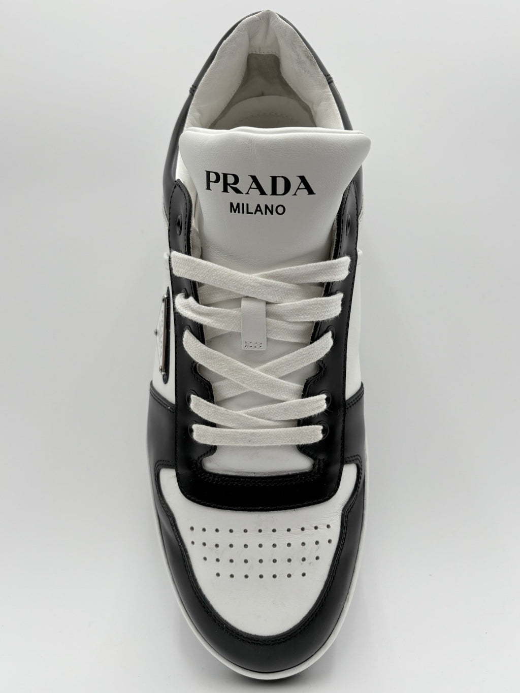 Size 11 UK (12 US) - Prada Downtown Low Leather ' Black White ' | SUPER CLEAN!